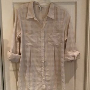 Joie cream plaid button down shirt size small